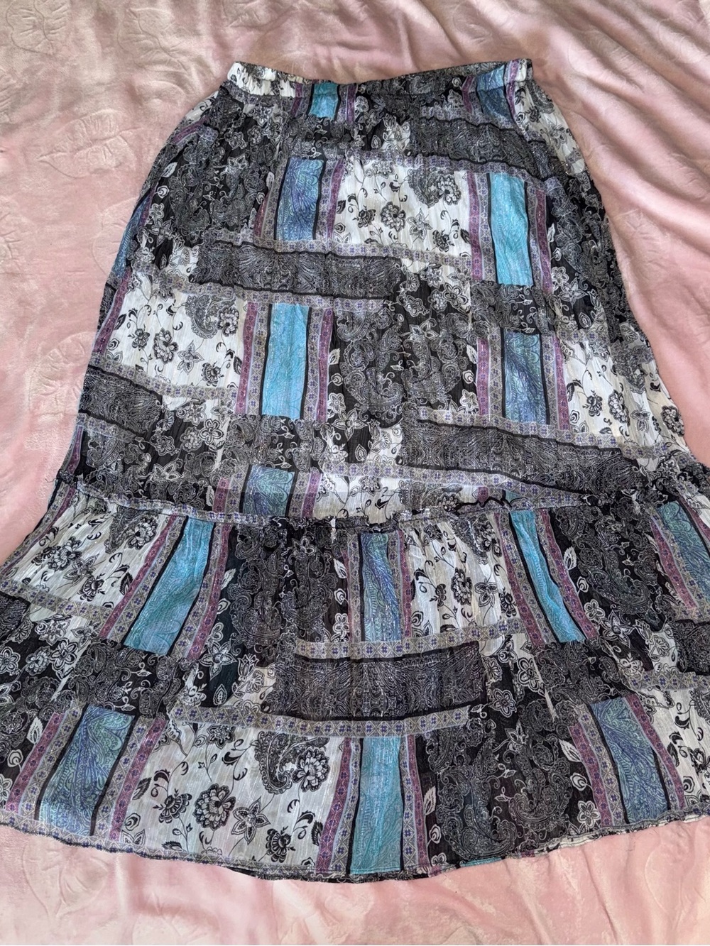 y2k fairy grunge gorgeous Jaclyn Smith patchwork skirt boho